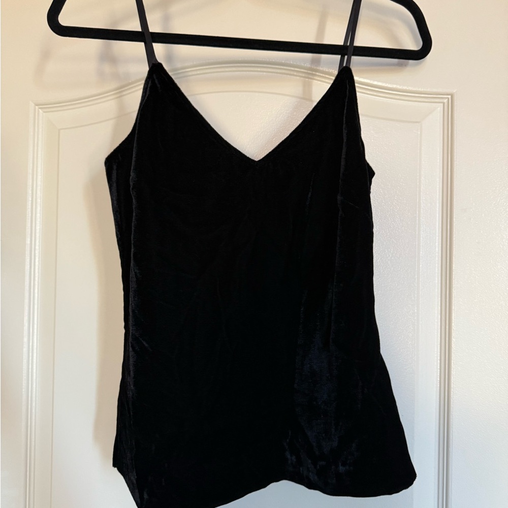 Scripted Black Velvet Camisole Tank Top Size XS